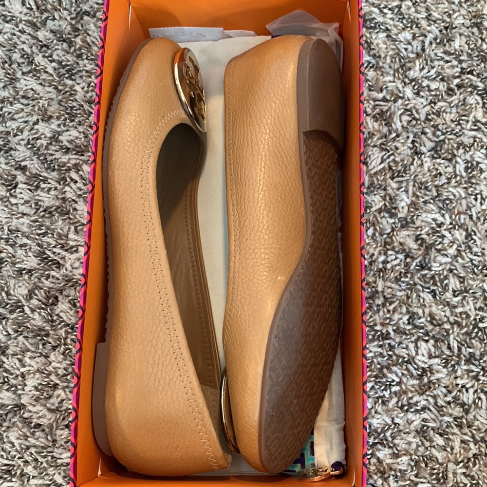 Tory Burch Reva Ballet Flats Royal Tan/Gold size 8.5 - Picture 9 of 13